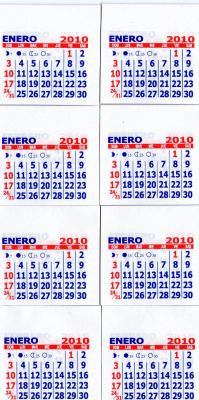 ALMANAQUE 2010 MIGNON 5x5CM. PAQ. x100 UNID. OFERTON!!