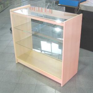 Mostrador vitrina con cuatro cajones y dos estantes
