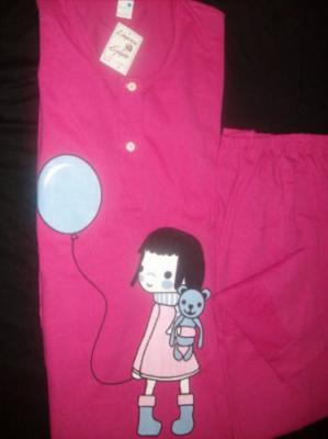 Pijamas Juveniles de Puro Algodon Estampados Puños en Mangas y Pantalon Colores Surtidos