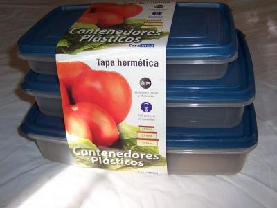 set de 3 recipientes herméticos $12