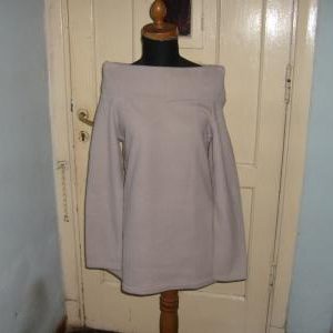 Buzos Polares para Damas Gris Melange Cuello Bote y Poleron Talles Varios